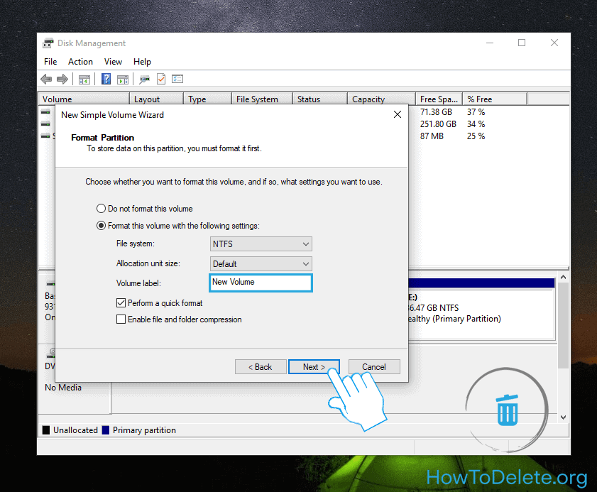 escriba la etiqueta de volumen
