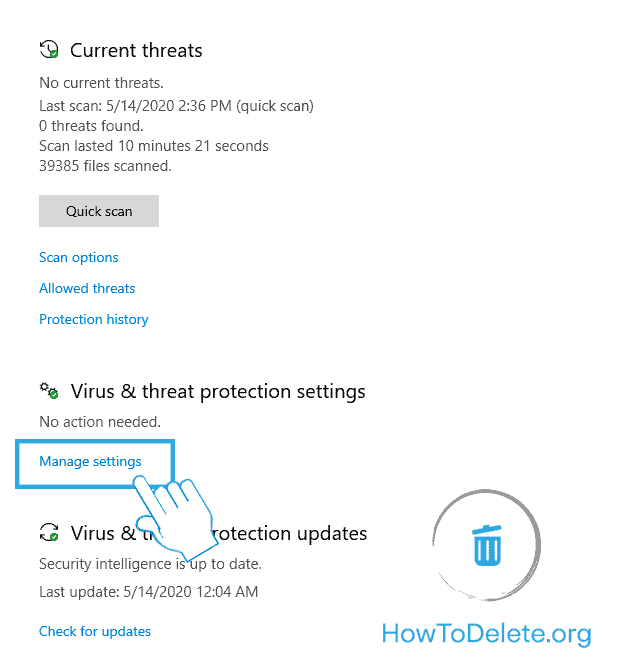 haga clic en Administrar configuración