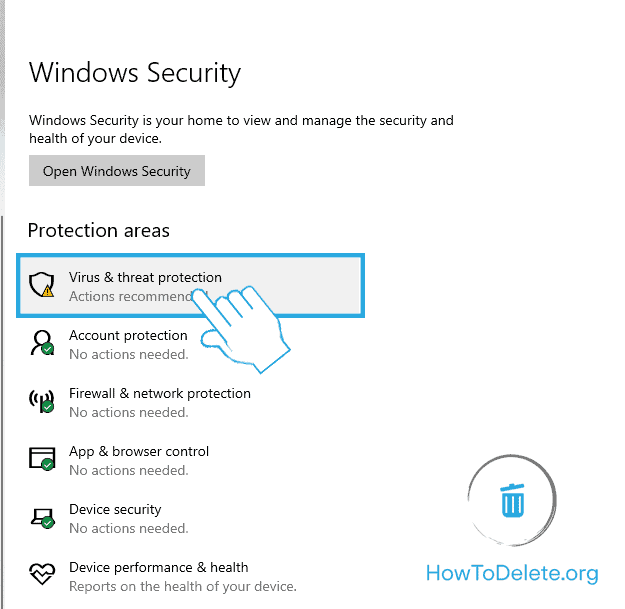 elija Protección contra virus y amenazas