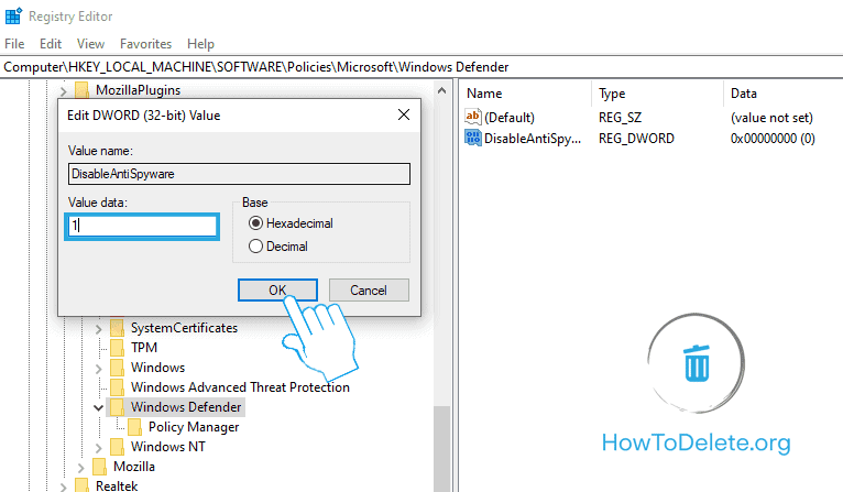 cambiar los datos de valor