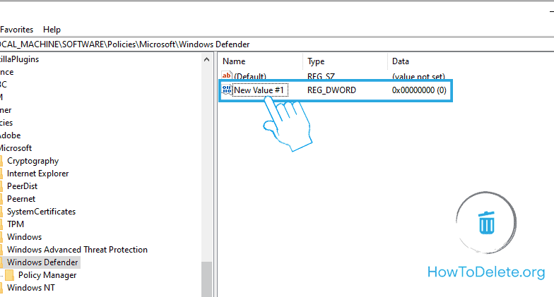 haga doble clic en el nuevo valor
