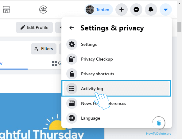 Haga clic en Registro de actividad