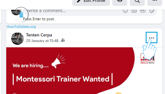 Haga clic en el icono de tres puntos de la publicación.