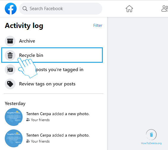 Seleccionar papelera de reciclaje