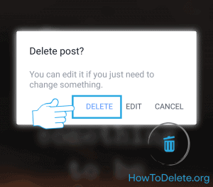 Confirmación de eliminación de publicación de Facebook
