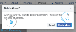 confirmación de eliminación de álbum de facebook
