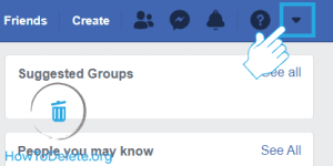 menú desplegable de facebook para borrar el historial de búsqueda