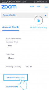 Presiona Terminar mi cuenta