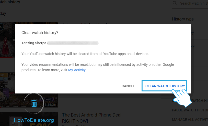 Confirmar BORRAR HISTORIAL DE VISUALIZACIÓN