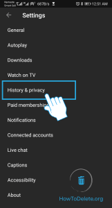 Elija Historial y privacidad
