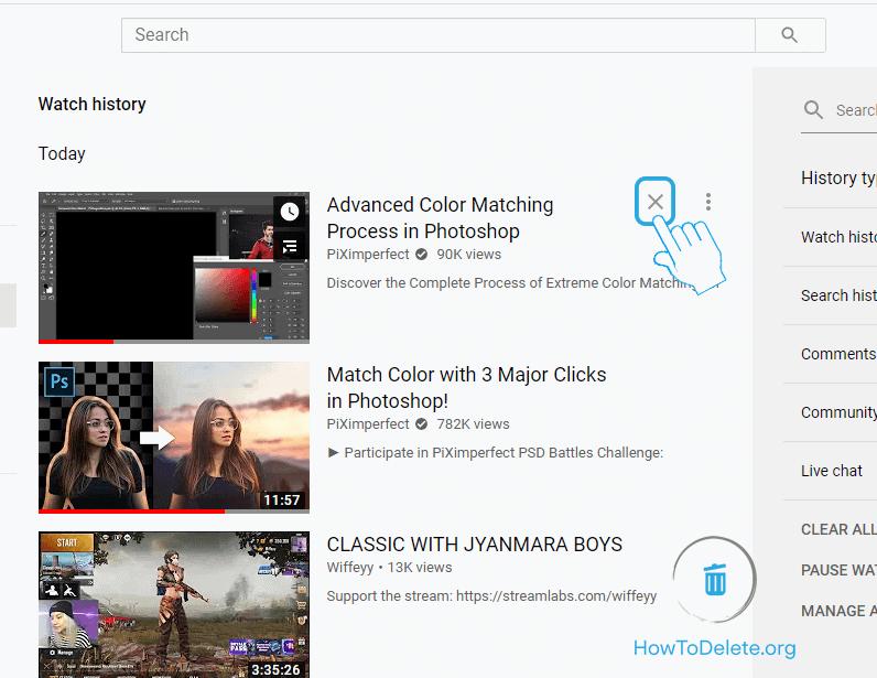 Haga clic en el icono de la cruz