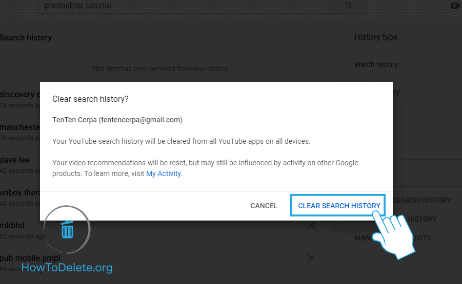 Confirmar BORRAR TODO EL HISTORIAL DE BÚSQUEDA