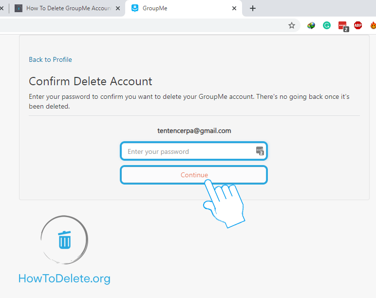 Ingrese la contraseña de su cuenta