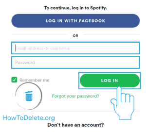 Página de inicio de sesión de Spotify