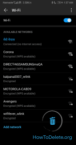 Toque en la red wifi conectada