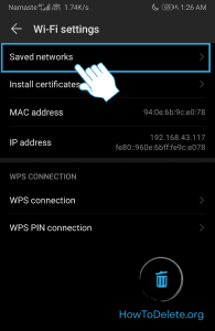 toque en las redes guardadas