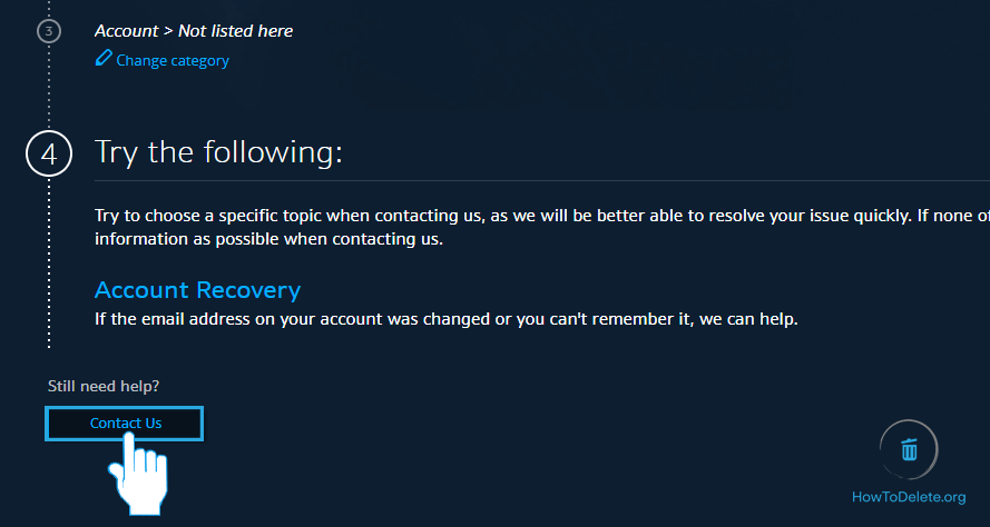 Haga clic en Contáctenos