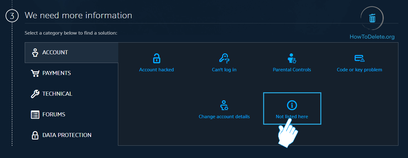 Haga clic en No aparece aquí