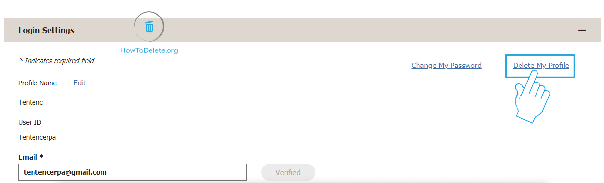 Haga clic en Eliminar mi perfil