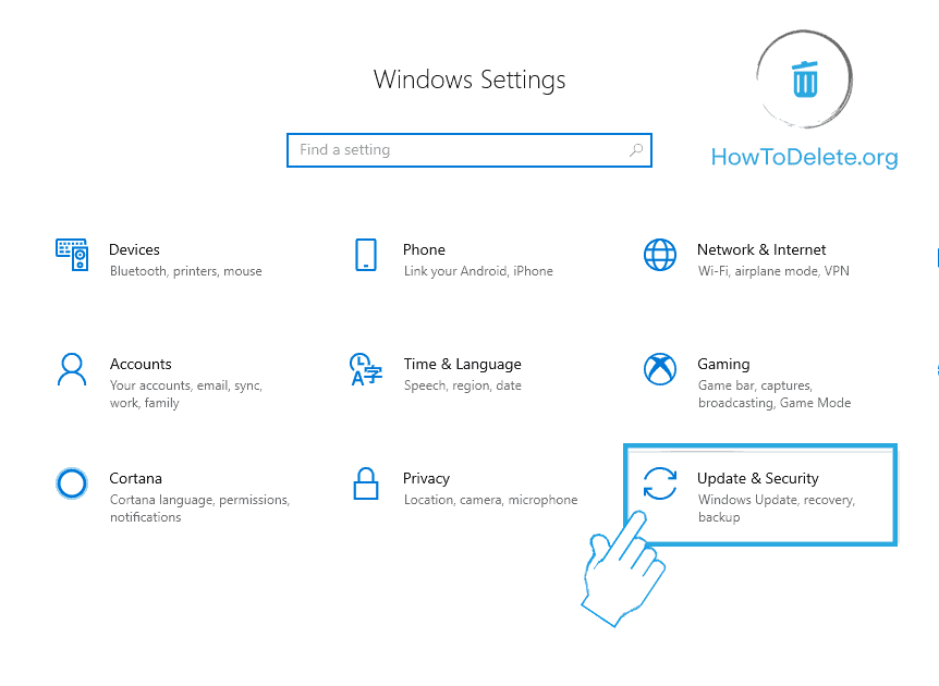 seleccione Actualización y seguridad