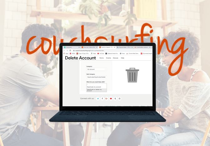 Cómo eliminar o desactivar tu cuenta de Couchsurfing