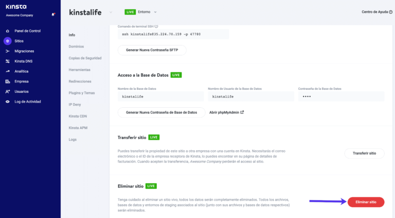 Cómo eliminar el sitio de WordPress