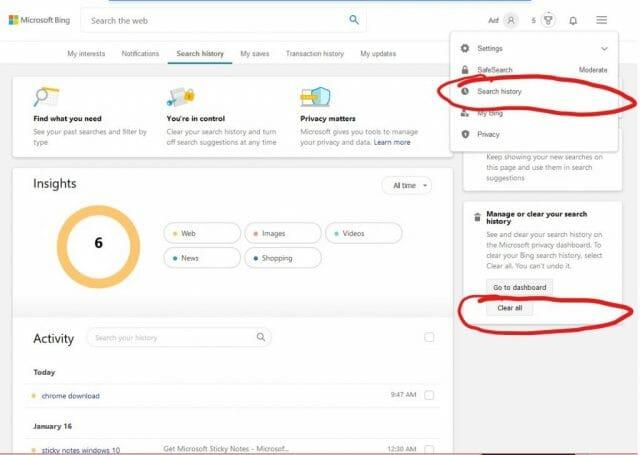 Eliminar el historial de Bing: borre el historial de búsqueda individual o completo de Bing ahora.